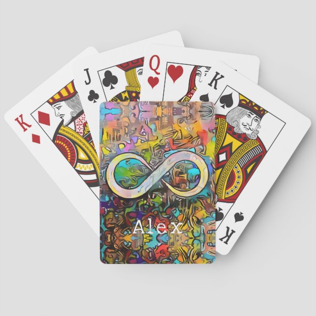 Monogram | Add Name | Infinity Symbol Playing Cards (Back)