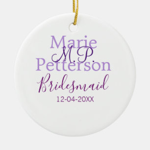 Monogram add name letter bridesmaid wedding maids ceramic tree decoration