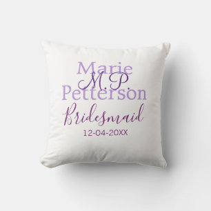 Monogram add name letter bridesmaid wedding maids cushion