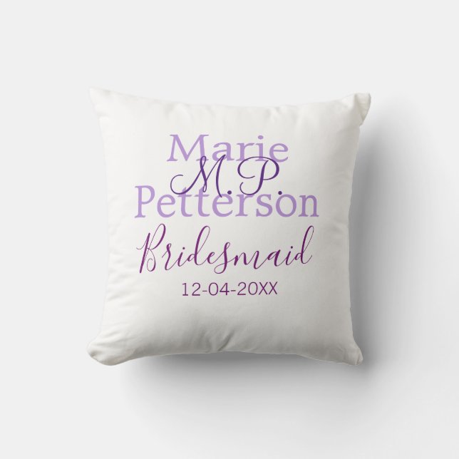 Monogram add name letter bridesmaid wedding maids  cushion (Front)