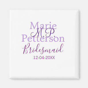 Monogram add name letter bridesmaid wedding maids magnet