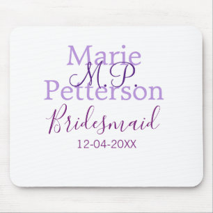 Monogram add name letter bridesmaid wedding maids mouse mat