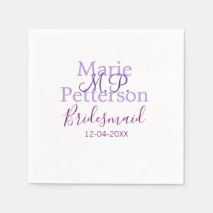 Monogram add name letter bridesmaid wedding maids napkin