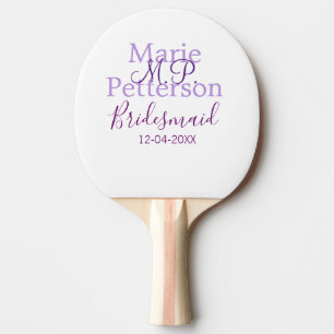 Monogram add name letter bridesmaid wedding maids ping pong paddle