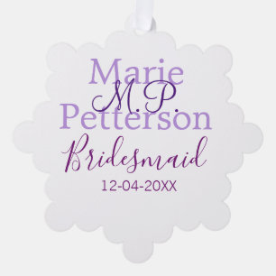 Monogram add name letter bridesmaid wedding maids tree decoration card