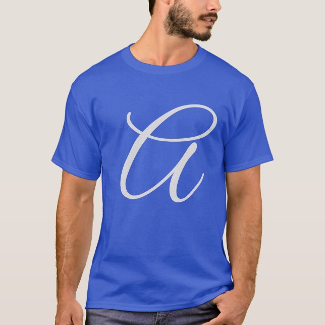 Monogram Add Your Name Initial Blue T-Shirt (Front)