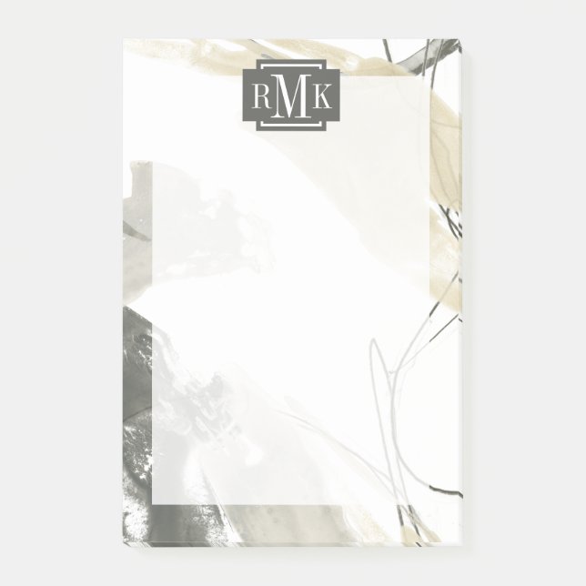 Monogram | Add Your Name | Monochrome Momentum Post-it Notes (Front)