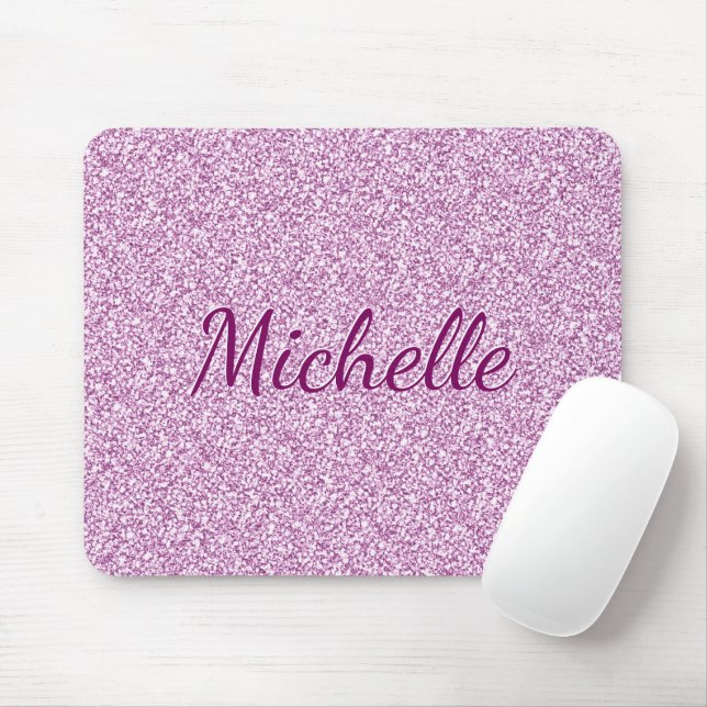 Monogram Add Your Name Pink Sparkle Mouse Mat (With Mouse)