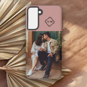 Monogram Add Your Own Photo Blush Colour Block Samsung Galaxy Case