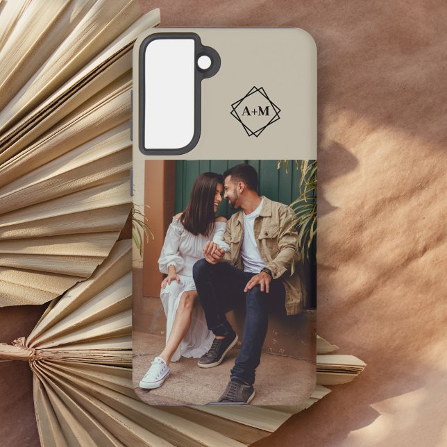 Monogram Add Your Own Photo Colour Block Samsung Galaxy S21 Case (Creator Uploaded)