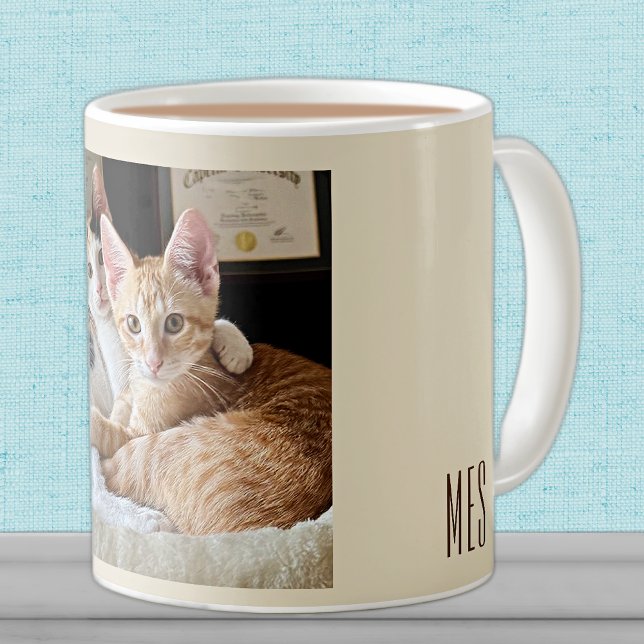 Monogram Add Your Own Photo Cute Pets 11oz or 15oz Coffee Mug (Creator Uploaded)