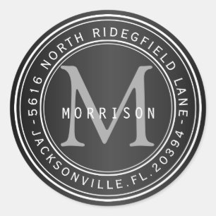 Monogram Address Label in Black 2