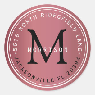 Monogram Address Label in Dusty Rose
