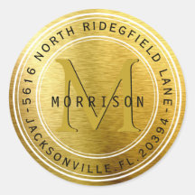Monogram Address Label in Gold Metallic