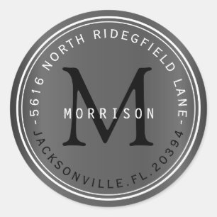 Monogram Address Label in Grey