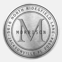 Monogram Address Label in Silver Metal
