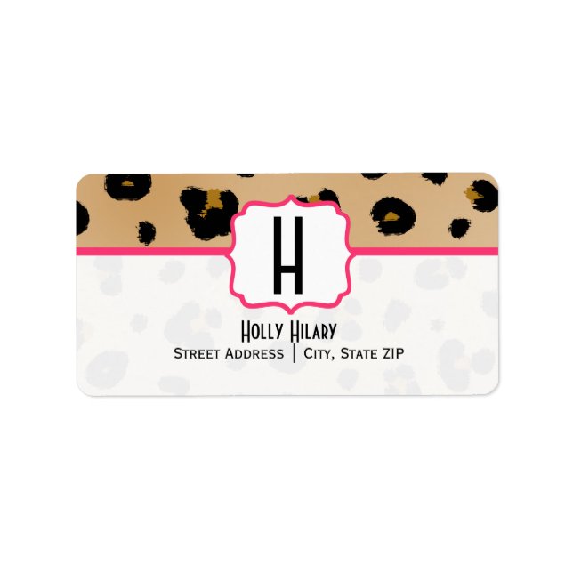 Monogram Address Label -  Leopard Print (Front)