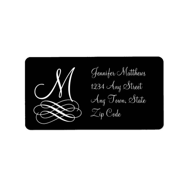 Monogram Address Labels Black and White (Front)