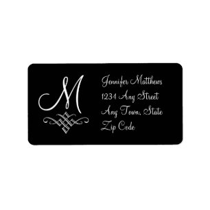 Monogram Address Labels Black and White