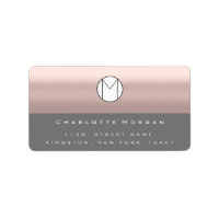 Monogram Adress Name Minimal Rose Grey RSVP