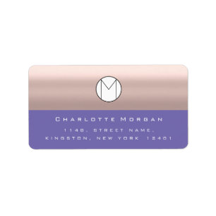Monogram Adress Name Minimal Rose Purple RSVP Label