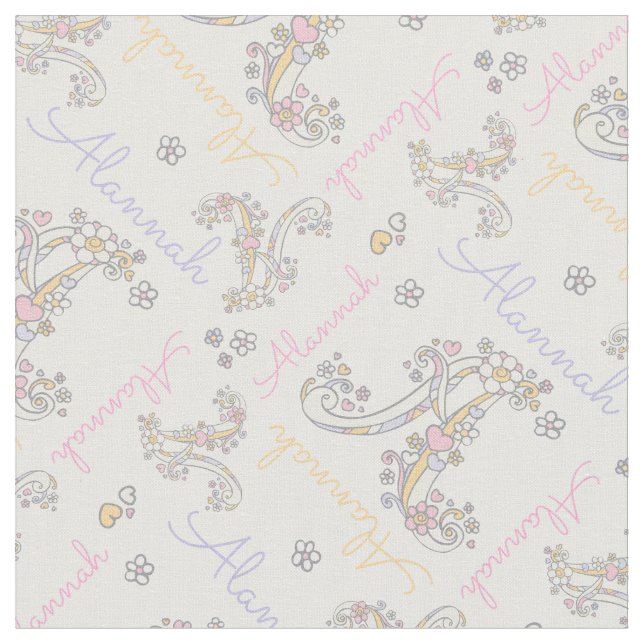 Monogram Alannah letter A name fabric (Close Up)