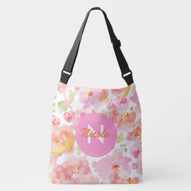 Monogram All-Over Flowered Tote Bag (Front)
