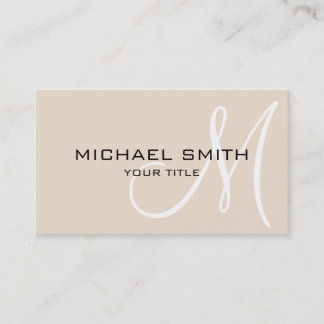 Monogram Almond colour background Business Card