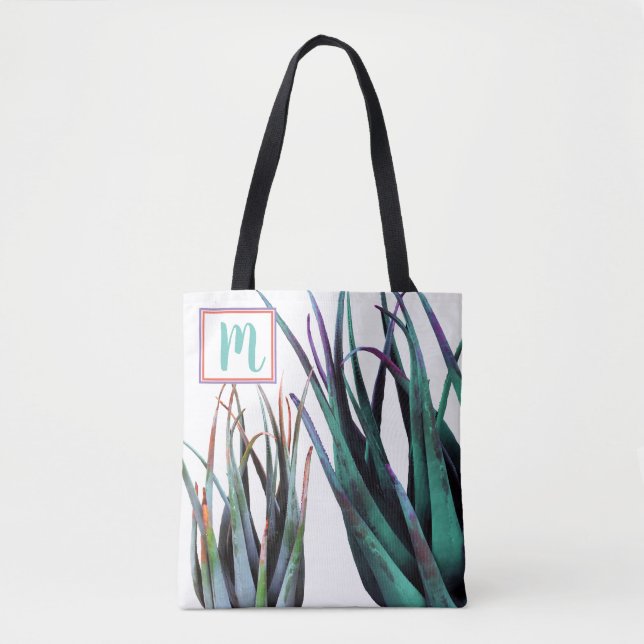 Monogram ALoe Plant Photo Tote Bag (Front)
