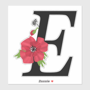 monogram, alphabet, letter E, floral monogram