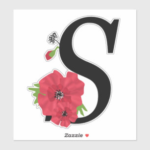 monogram, alphabet, letter S, floral monogram
