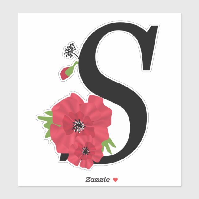 monogram, alphabet, letter S, floral monogram (Sheet)