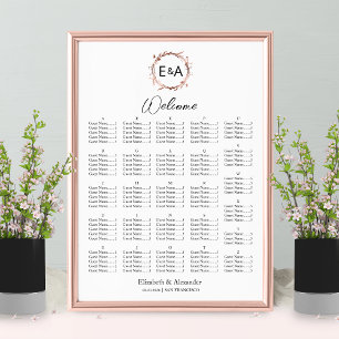 Monogram Alphabetical Seating Chart Sign Board