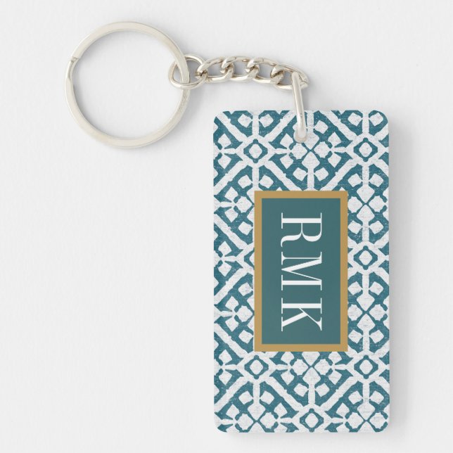 Monogram | Amadora Blue Pattern Key Ring (Front)