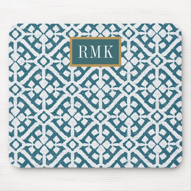 Monogram | Amadora Blue Pattern Mouse Mat (Front)