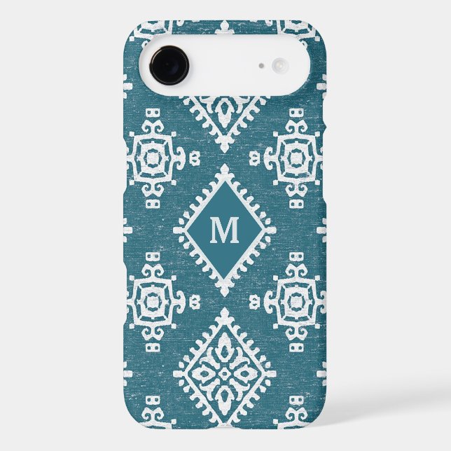 Monogram | Amadora Teal Blue Pattern Case-Mate iPhone Case (Back)