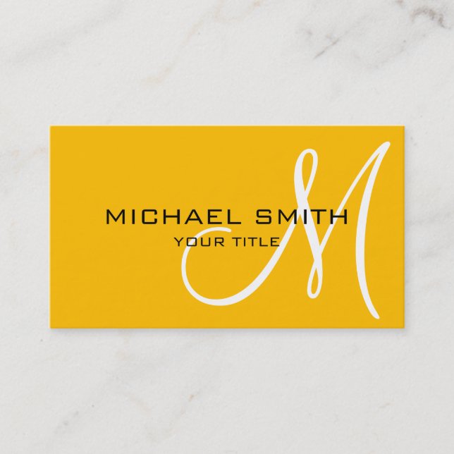 Monogram Amber colour background Business Card (Front)