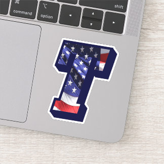 Monogram American Flag Letter T Initial USA Text