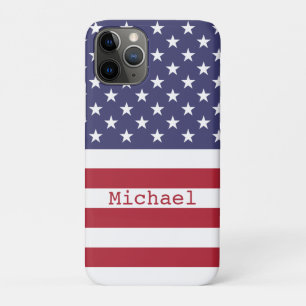 Monogram American USA Flag 4th of July Personalise iPhone 11 Pro Case