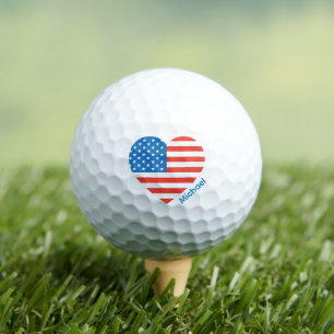 Monogram American USA Flag 4th of July Personalise Golf Balls