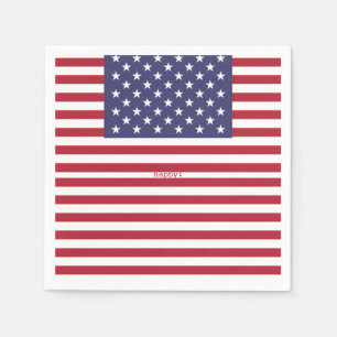 Monogram American USA Flag 4th of July Personalise Napkin