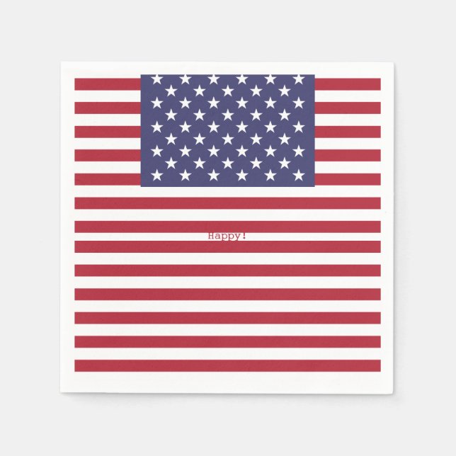 Monogram American USA Flag 4th of July Personalise Napkin (Front)