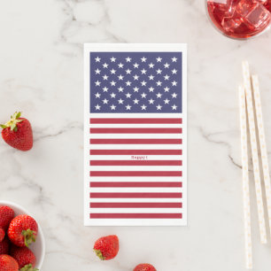 Monogram American USA Flag 4th of July Personalise Napkin