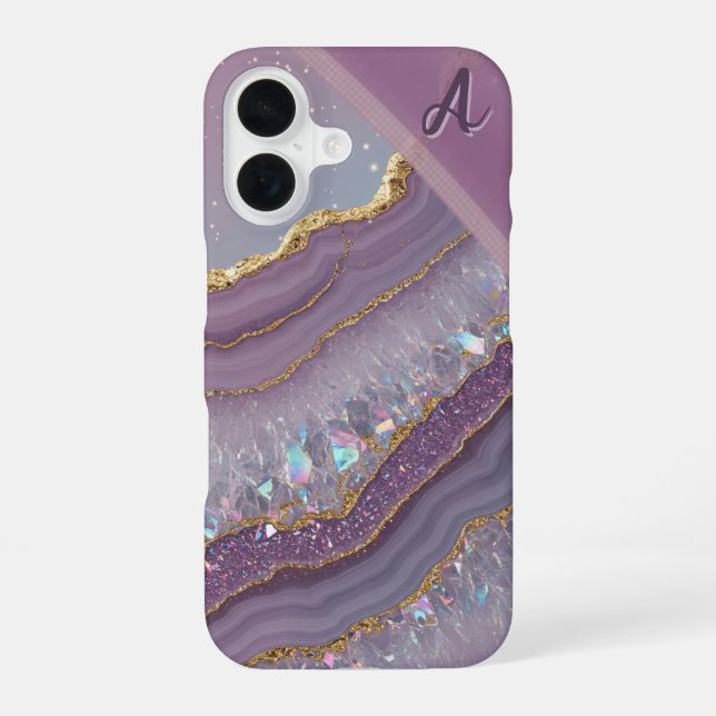Monogram Amethyst Aurora iPhone 16 Case (Back)