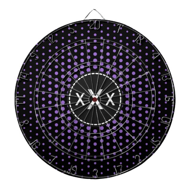 Monogram Amethyst Techno Dots Modern Dartboard (Front)
