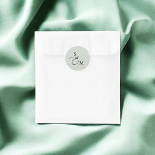 Monogram Ampersand Script Wedding Classic Round Sticker