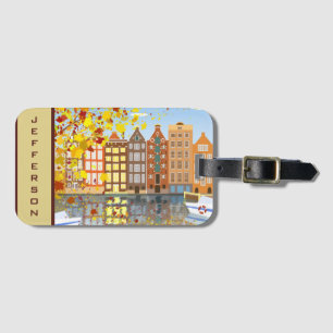 Monogram Amsterdam City Canal Colourful Luggage Ta Tag