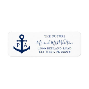 Monogram Anchor Nautical Wedding Return Address