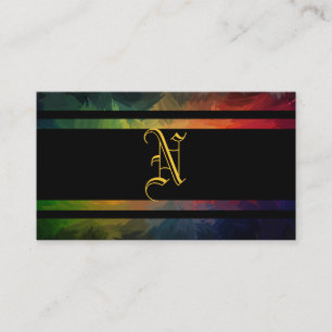 Monogram and Black Strips Business Card