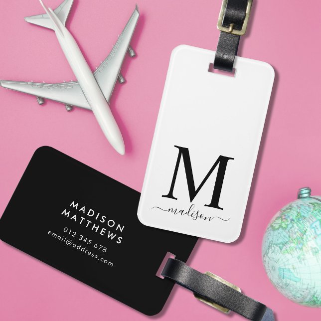 Monogram and Calligraphy with Editable Background Luggage Tag (Creator Uploaded)